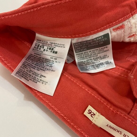 Levi's Women's 710 Super Skinny Jeans Size 26 (26 x 29) Coral Orange Mid Rise - Picture 10 of 11